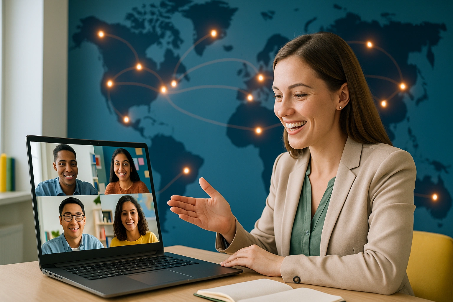 معلم زبان با برندینگ دیجیتال و دانشجویان بین‌المللی