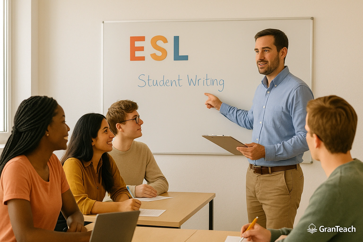 معلم در حال ارائهٔ بازخورد شفاهی به شاگردان