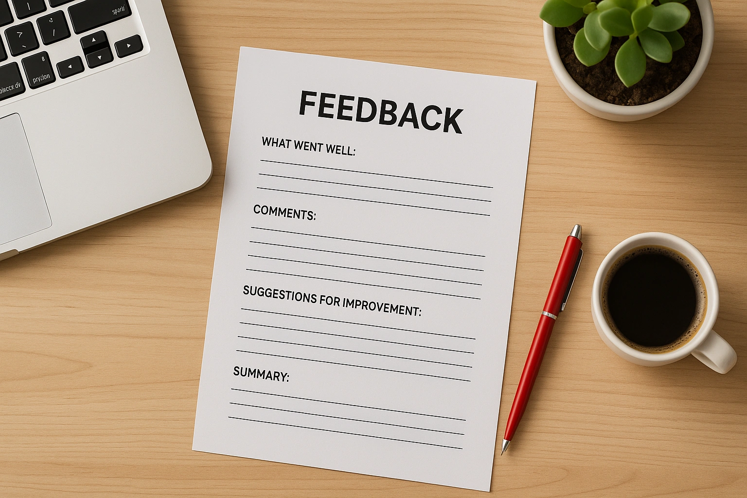 فرم آمادهٔ بازخورد روی میز معلم