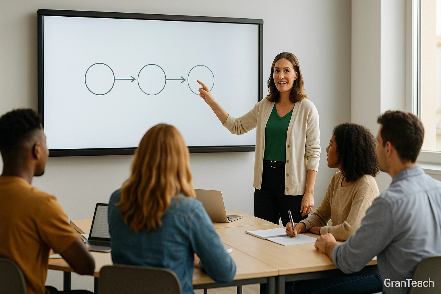 دانش‌آموزان در حال اصلاح متن از نظر انسجام