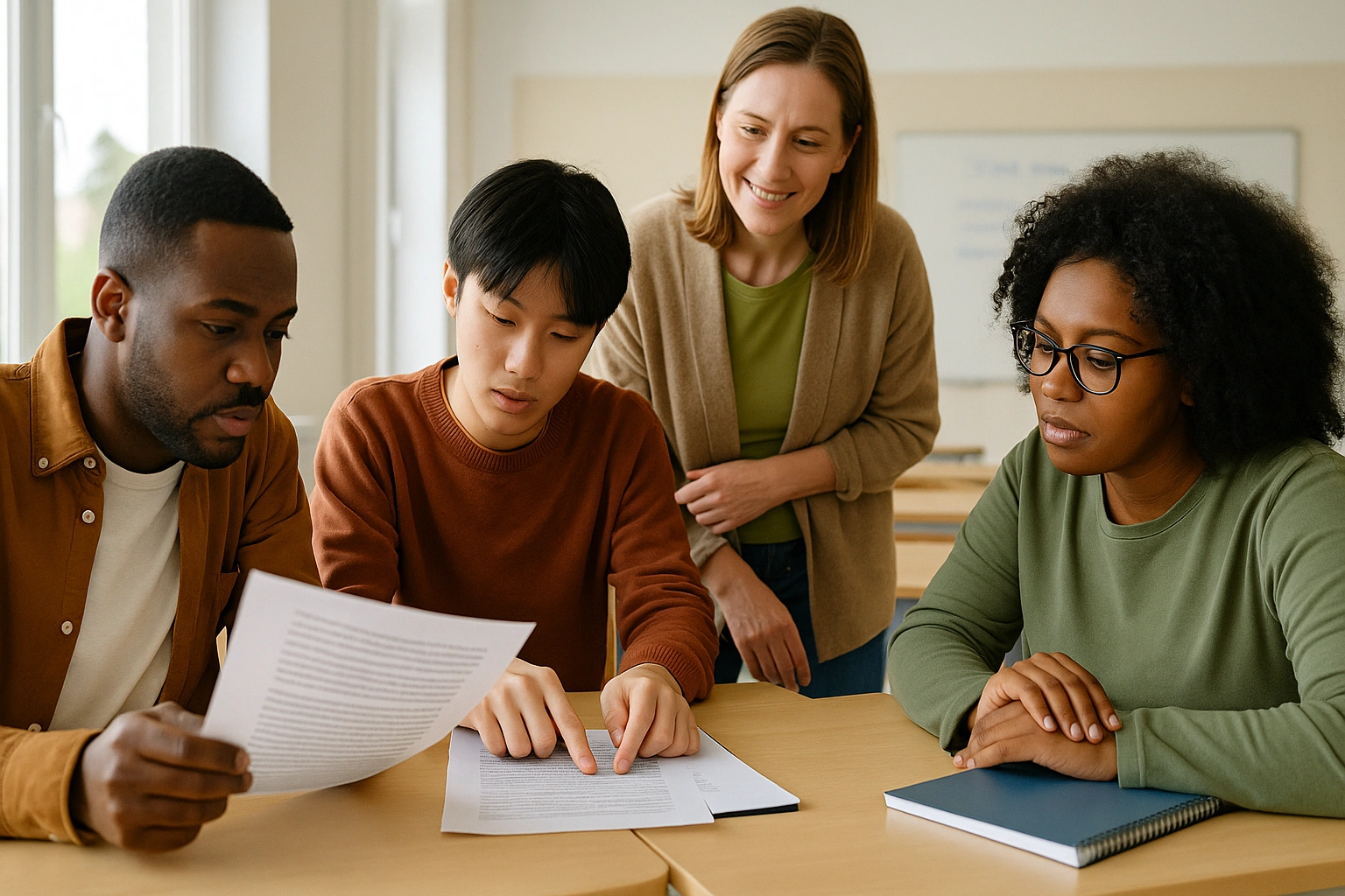 زبان‌آموزان در حال تحلیل ساختار جمله از متن Reading