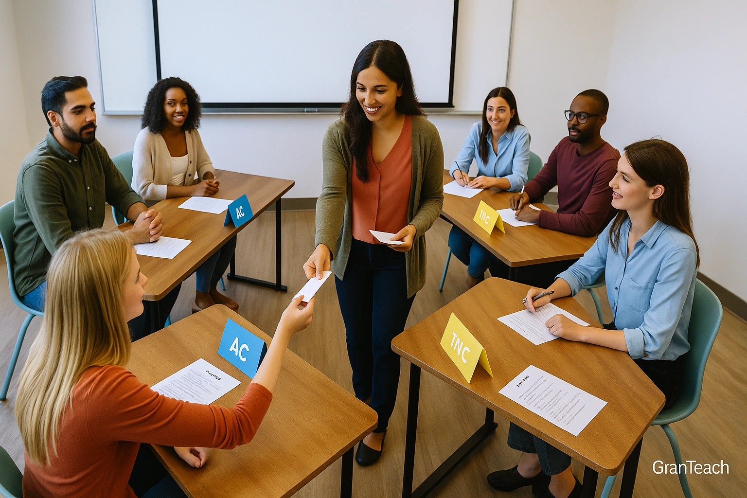 چیدمان تیم‌ها برای مناظرهٔ EFL با نقش‌های AC و 1NC